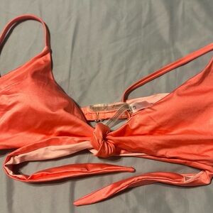 Coral Tie-Front Bikini Top